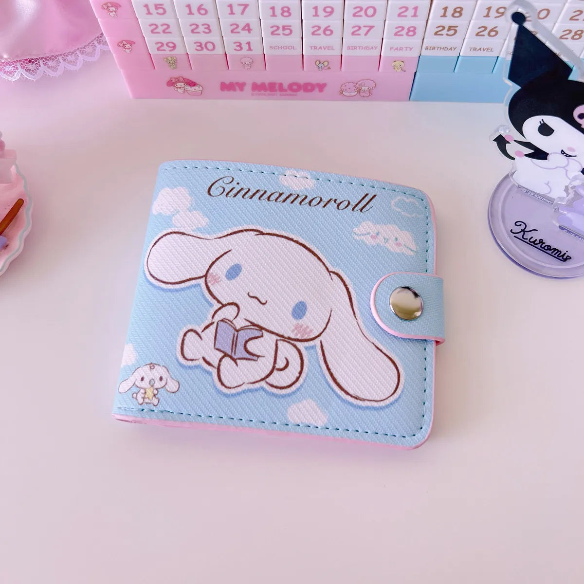 New PU Card Holder Women's Wallet Hello Kitty Kulomi Melody Cinnamoroll Portable ID Card Coin Purse Cute Girls Gifts