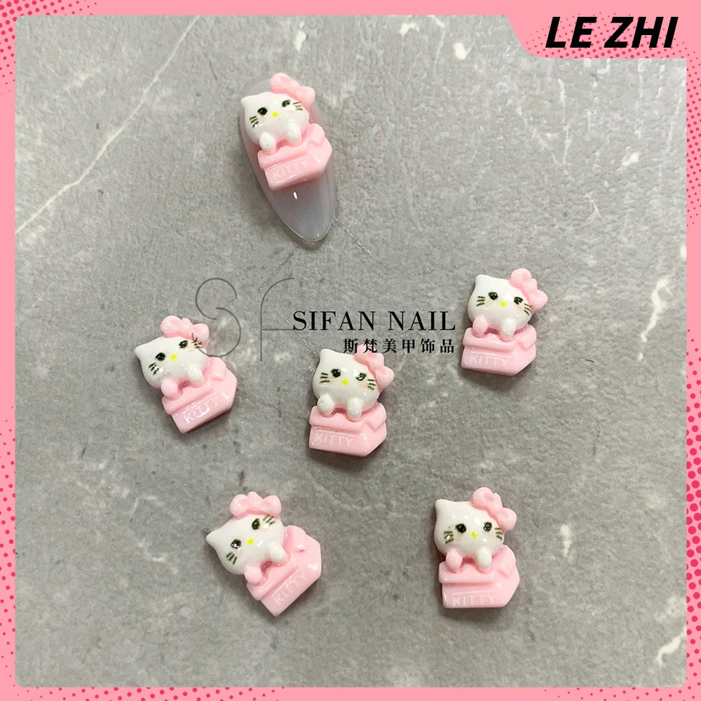 20PCS Kawaii Cartoon 3D Nail Accessories Hello Kitty Kuromi Dress Up Bowknot Decoration Art Charms DIY Jewelry Supplies Gift