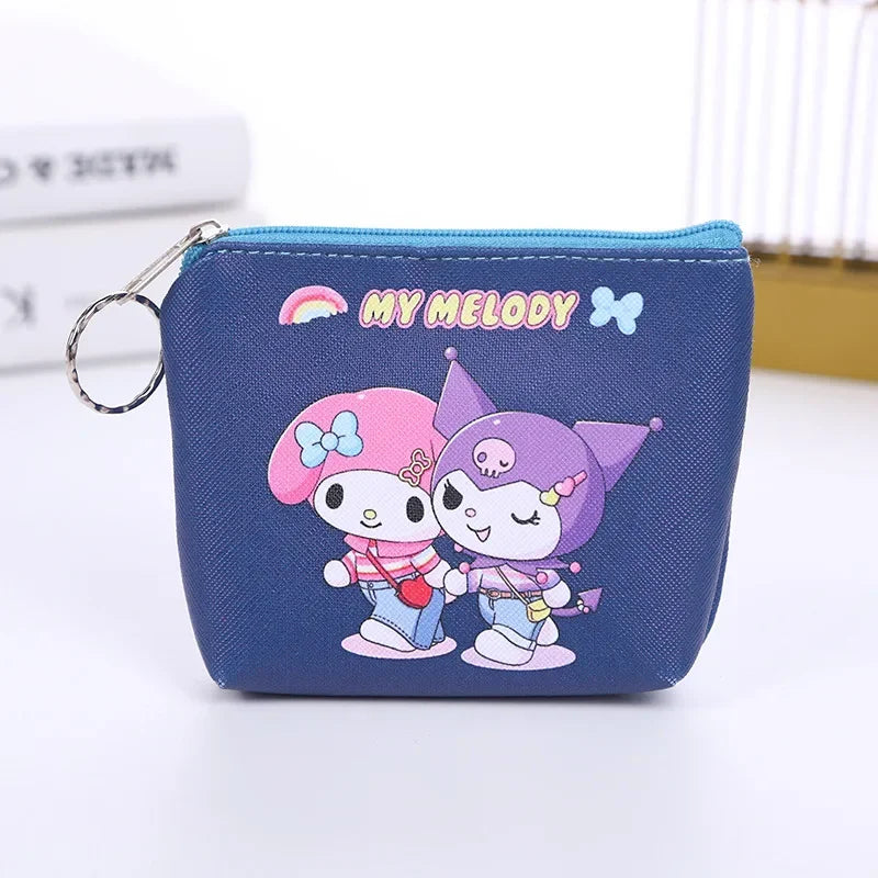 Hello Kitty Purse Coin Purses Cartoon Printed PU Melody Cute Wallet Bag Keychains Storage Bag Kuromi Kawaii Mini Pouch