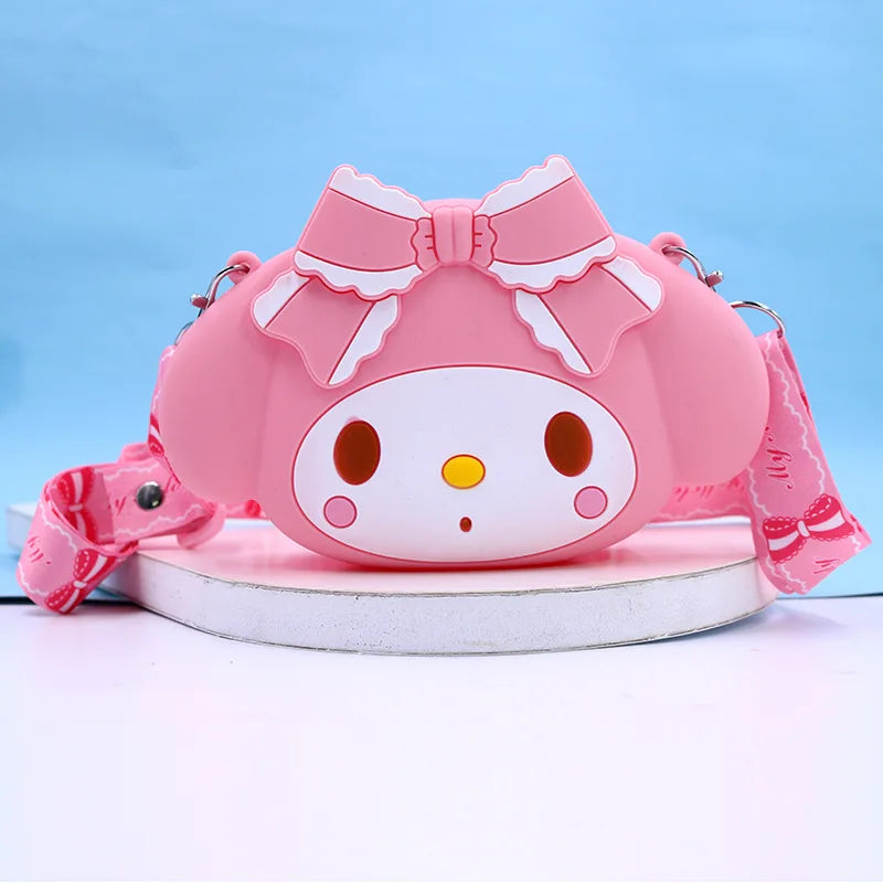 Bag Kawaii Hello Kitty Cinnamoroll Silica Gel Shoulder Bags Kuromi My Melody Coin Purse for Girl Cute Doll Handbag Gift