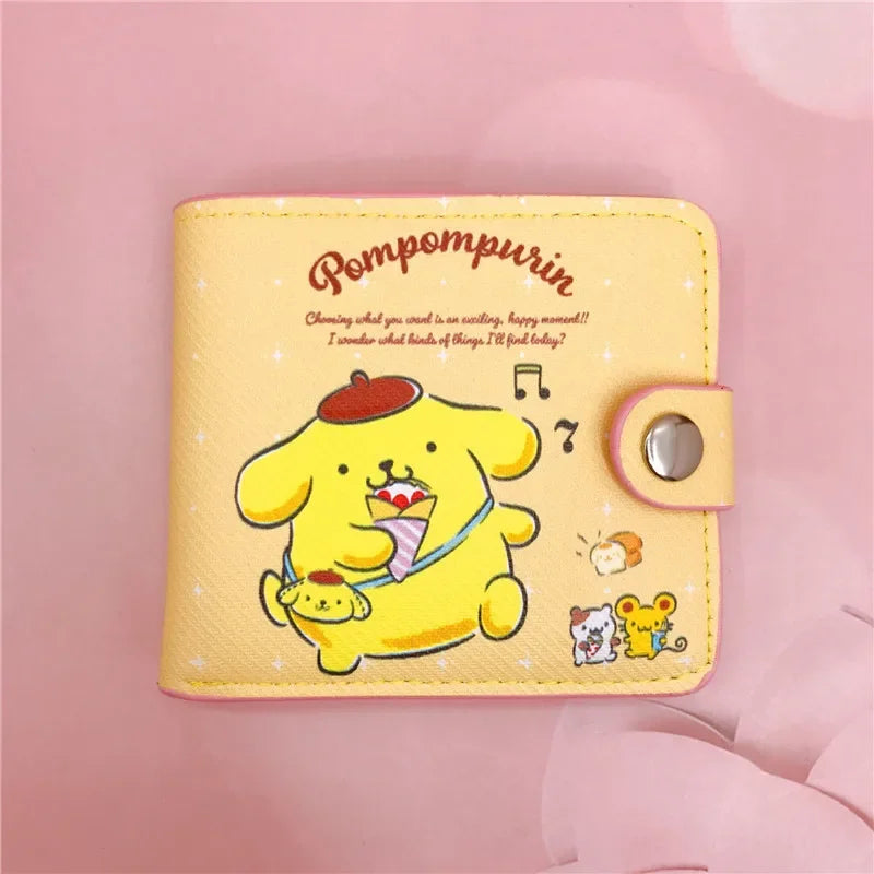 Cartoon Pu Wallet Casual Girl Bag Cute Hello Kitty Kuromi Melody Portable Id Card Holders Coin Purse Cute Girls Gifts