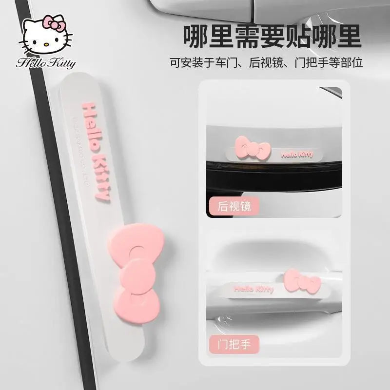 Kawaii Genuine Sanrio Car Door Anti-Collision Strip Hello Kitty Cartoon Rearview Mirror Anti-Scratch Car Sticker Cute Car Gift