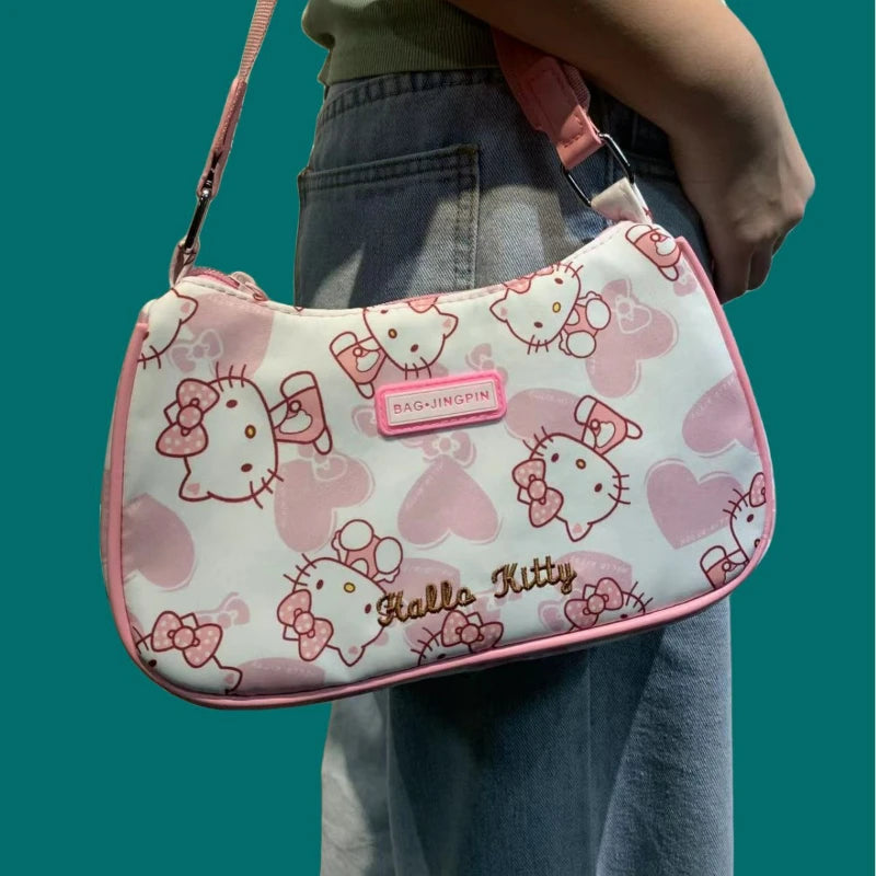 Hello Kitty Underarm Bag for Women Y2K Sanrio Kuromi Mymelody Messenger Tote Bag Cute Girls Shoulder Bag Purses Handbag