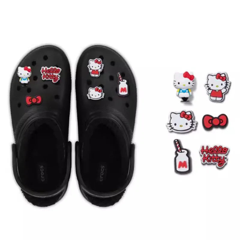 Hollow Out Clogs Shoe Accessories Kawaii 3D Hello Kitty Series DIY Shoe Decorations Charms For Clogs Sandals Party Gifts