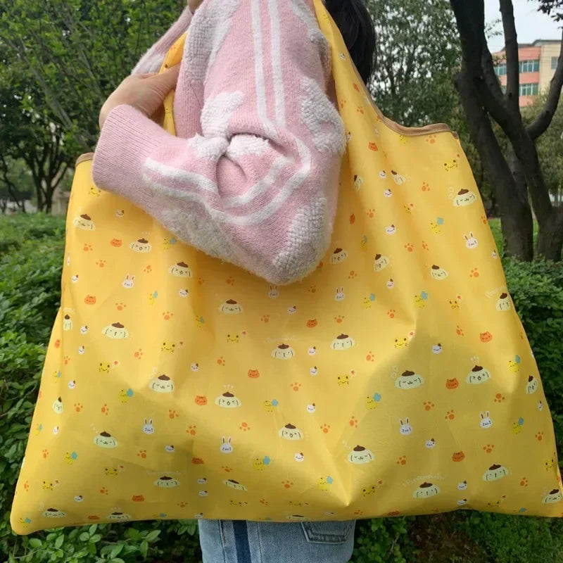 Hello Kitty Foldable Shopping Bag Large Capacity Women Handbag Eco-Friendly Storage Wrap Girls Boys Organizer Pouch Party Gift