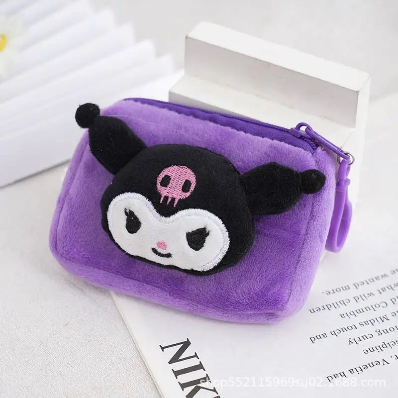 Hello Kitty Coin Purse Pink Plushs Doll Soft Wallet Cartoon Key Ring Bag Accessories Decoration Charm Bag Kids Portable Handbag