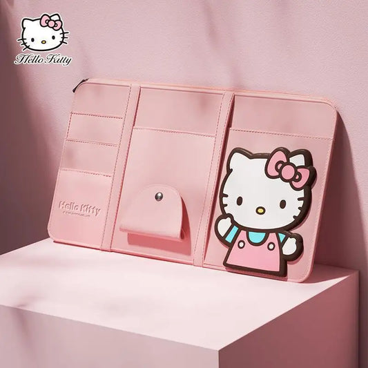 Kawaii Hello Kitty Anime Car Interior Decoration Car Sun Visor Multifunctional Storage Clip Car Decoration Glasses Clip