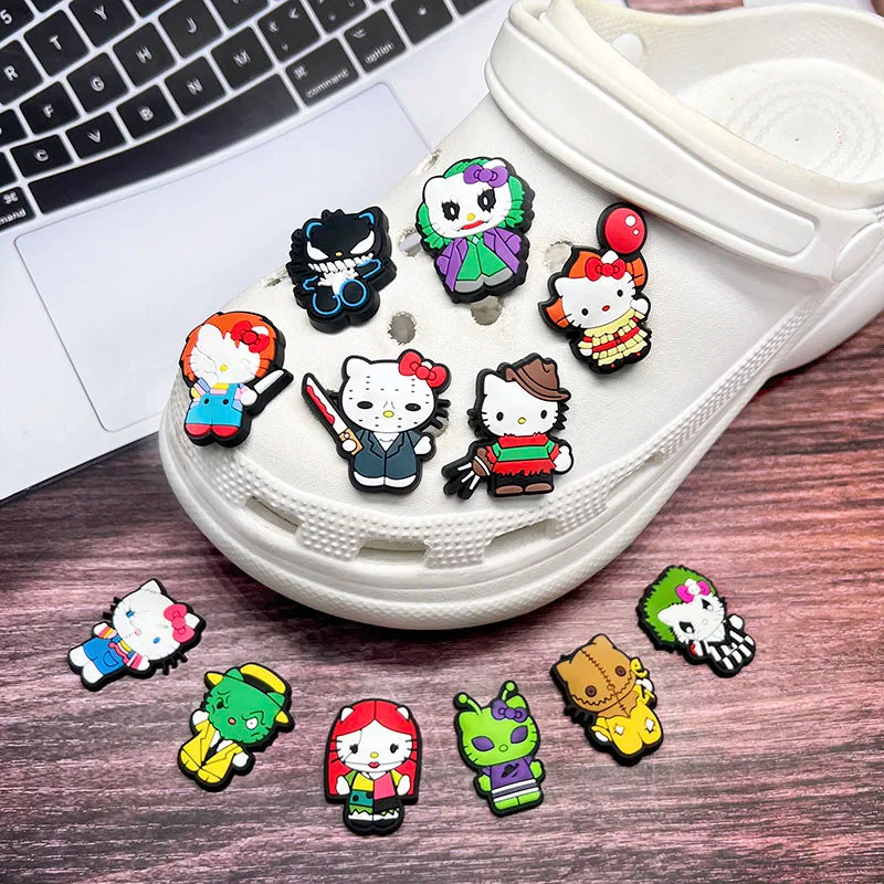 1-18pcs Hello Kitty Shoes Charms DIY shoe Accessories For Sneakers Shoe Decoration for Women Men Christmas Gift