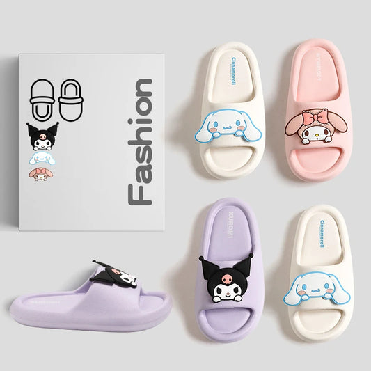 Family Slippers Cute Soft Lightnes Cloud Like In Door Slides Kuromi My Melody Pochacco Sweet Shoes For Kids EVA