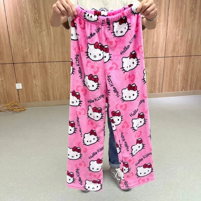 Hello Kitty Cotton Loose Ladies Pajama Pants Pyjama Trousers Women Men Cartoon Sleep Bottoms Lounge Wear Girl Sleep Pants Spring