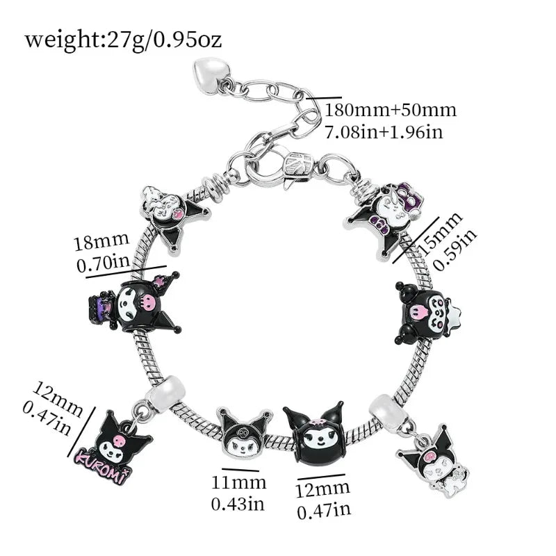 Kuromi Pandora Bracelet Fashion Cartoon Hello Kitty Adjustable  Ladies Rhinestone Beaded Jewelry Bracelet Holiday Gifts