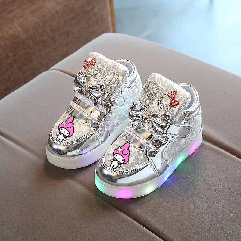 2025 spring autumn new Hello Kitty flashing lights girls casual shoes LED Melody sneakers boys girls shoes sneakers