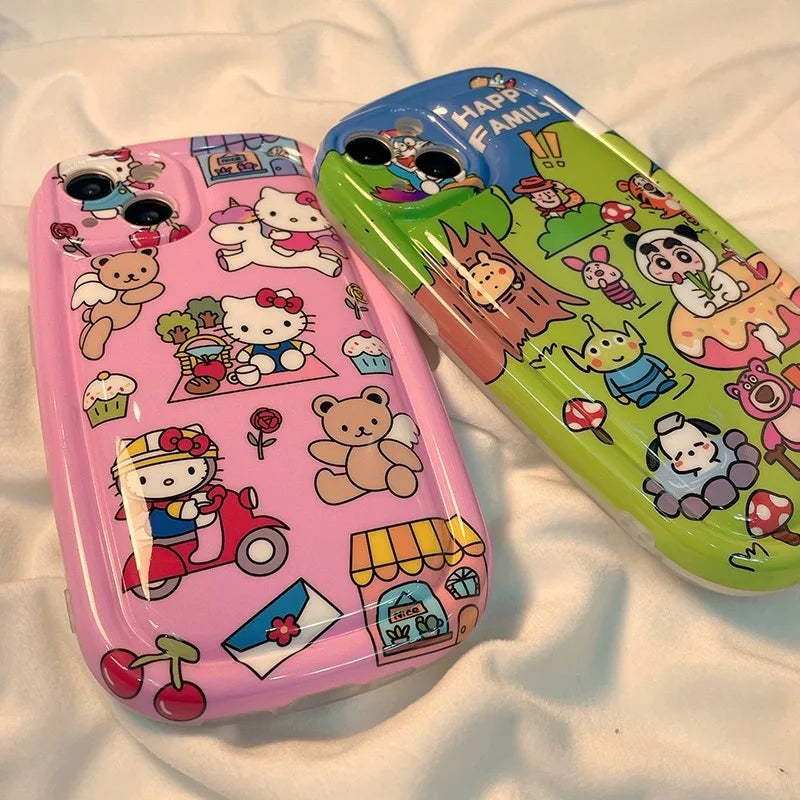 Kawaii Hello Kitty Cute Cartoon Phone Case For iPhone 15 14 13 12 11 Pro Max X XR XS 6 7 8 Plus Soft Silicone Transparent Cover