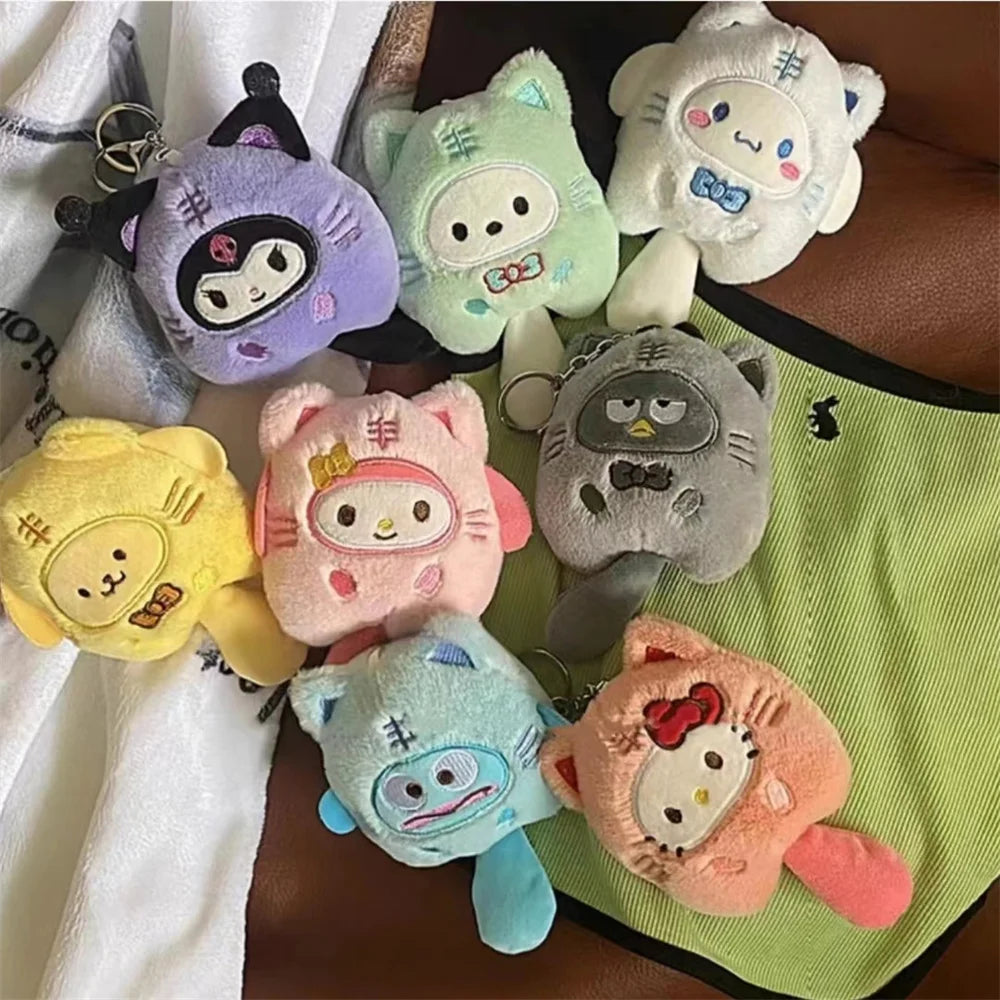 Hello Kitty Plush Keychain Dolls Kawaii Kuromi Cinnamoroll Cartoon Plush Backpack Pendant Accessories Girls Gifts Toys