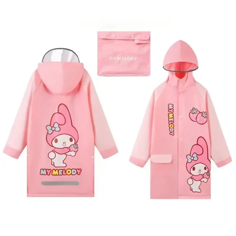 Hello Kitty Kid Raincoat Kawaii Kuromi My Melody Cinnamoroll Children Boy Girl Rain Poncho Reusable Waterproof Rain Coat