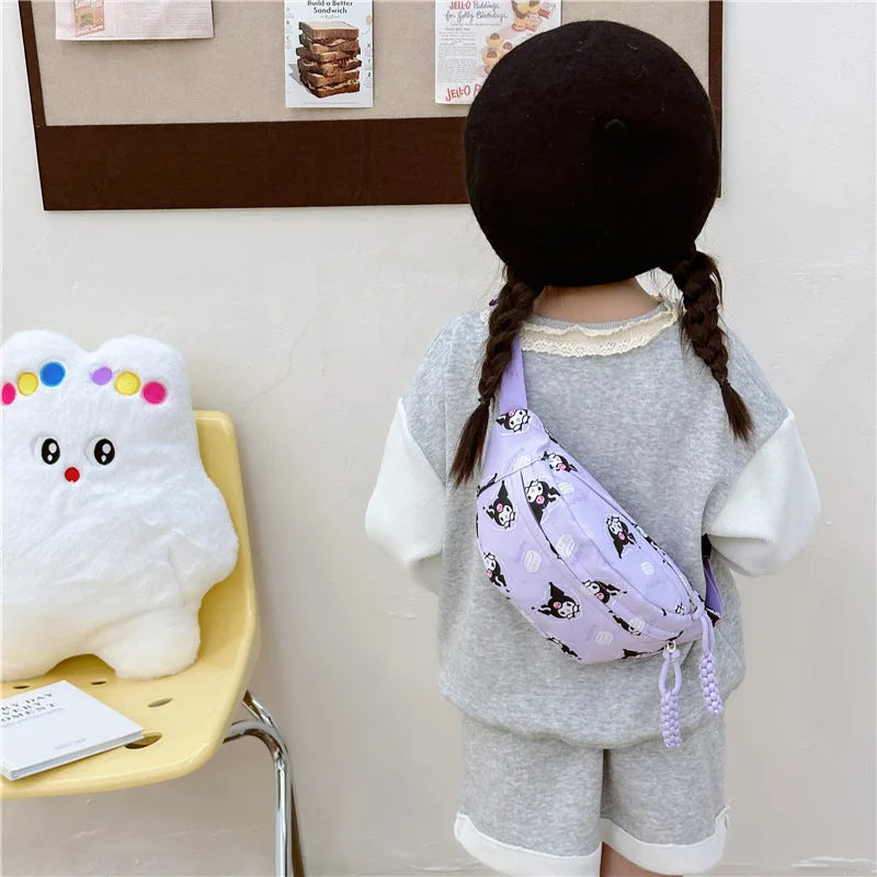 Kawaii Chest Bag Cinnamoroll Kuromi Phone Package Shoulder Bag Waist Storage Pouch My Melody Hello Kitty Coin Purse Gift