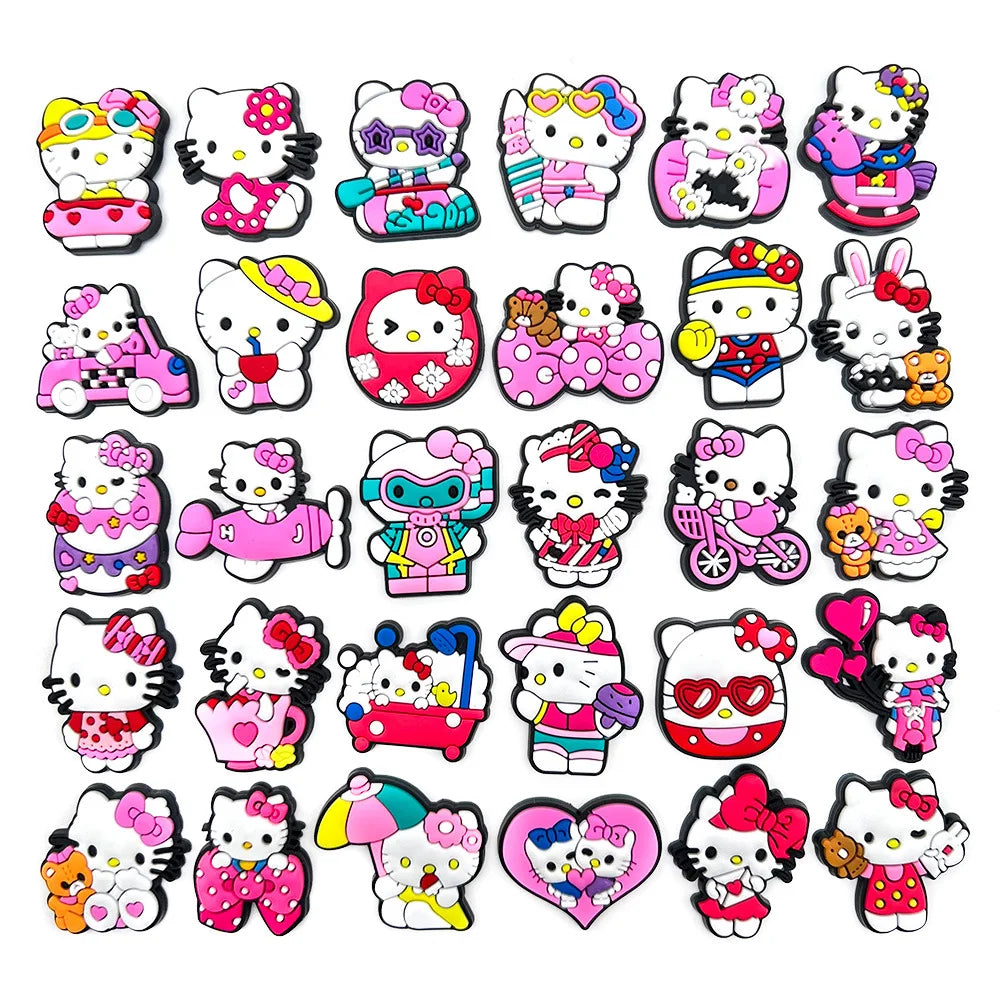 Sanrio Series Suit Shoe Charms Hellokitty Kuromi My Melody Set Shoe Charms for Clogs Shoe Accessories Charms for Friends Gifts