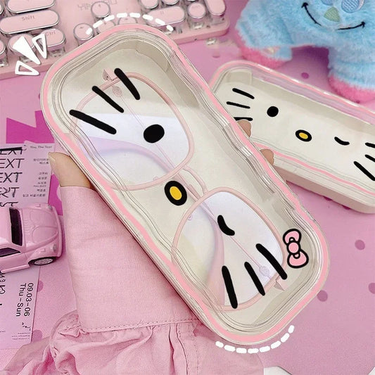 Hello Kitty Glasses Storage Box Anime Kawaii Cute Cartoon Girly Heart Sunglasses Protective Case Gifts for Girls