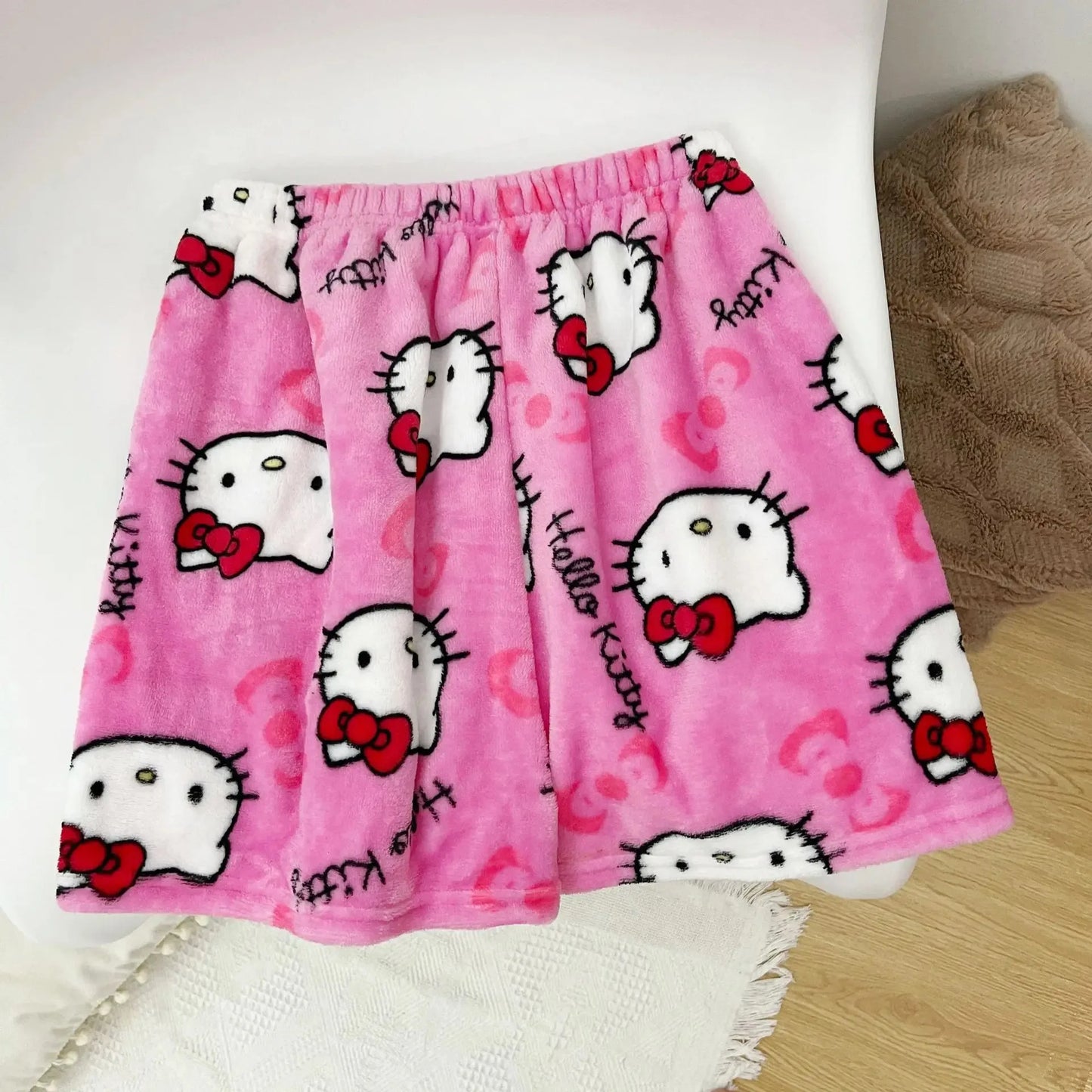 Sanrio Hello Kitty Pajamas Spider-Man Flannel Fashion Trouserswomen Kawaii Woolen AnimeCartoon Casual Home Pants Winter Clothing