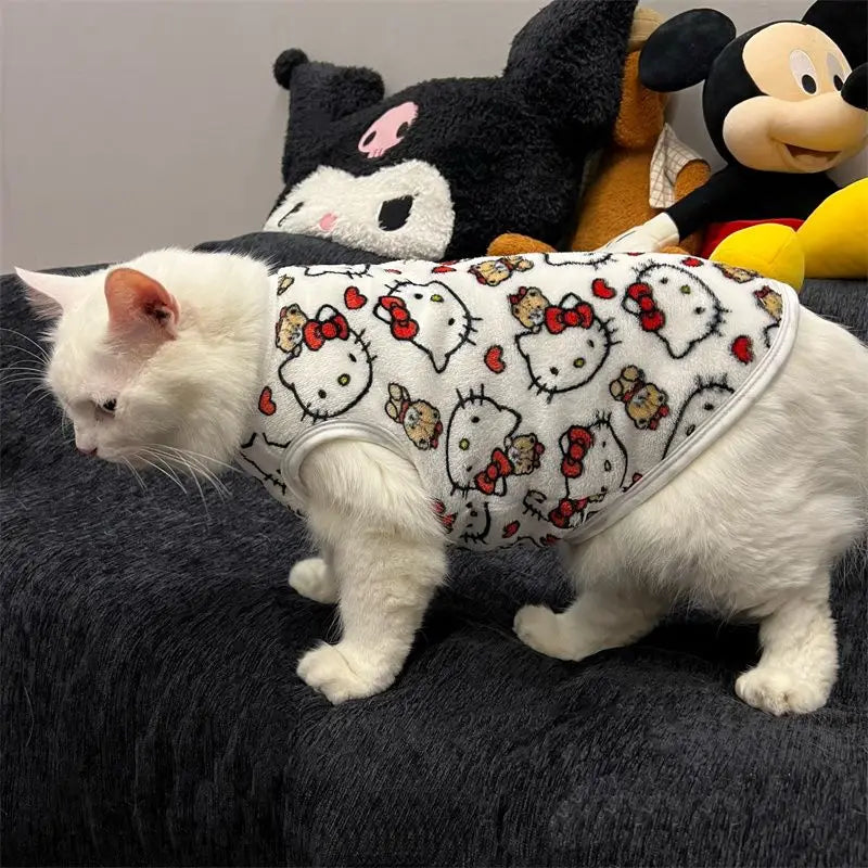 Kawaii Hello Kitty Cat Sweater Costume Winter Warm Pet Clothes for Cats Pullover Mascotas Clothing Gatos Products for Animals