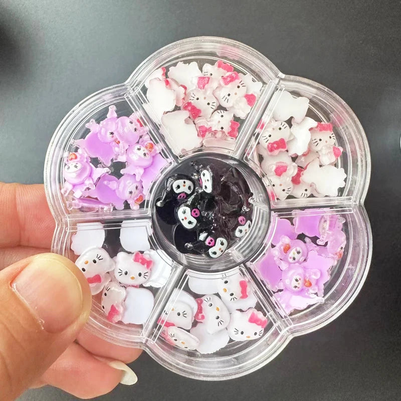 Hello Kitty DIY Nail Art Jewelry Decor Kawaii Kuromi Charms For Manicure DIY Nail Parts Rhinestone Toy Gift for Girls