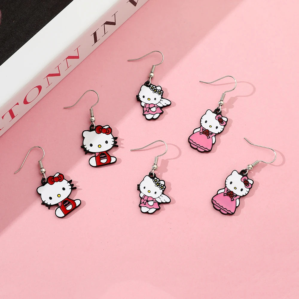 Cartoon Hello Kitty Diverse Modelling Earrings Personalized Girls Dress Up Youth Cute Campus Style Earrings Gift