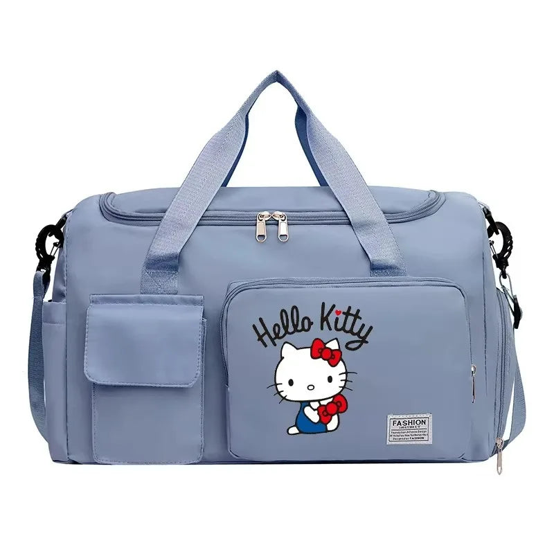 Hello Kitty Women Carry on Travel Bag Large Capacity Gym Weekend Duffle Bags Shoe Compartment Sport Fitness HandBag Girl Gift