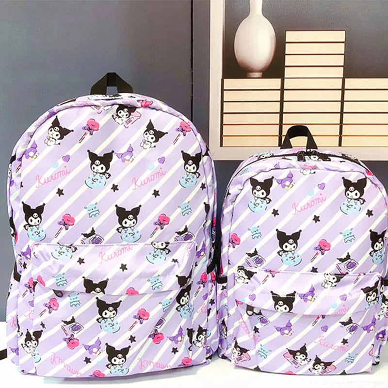 Kuromi hello kitty New Cute Backpack Large Capacity Student Schoolbag Shoulder Bag Girls Handbag Trip Storage Bag