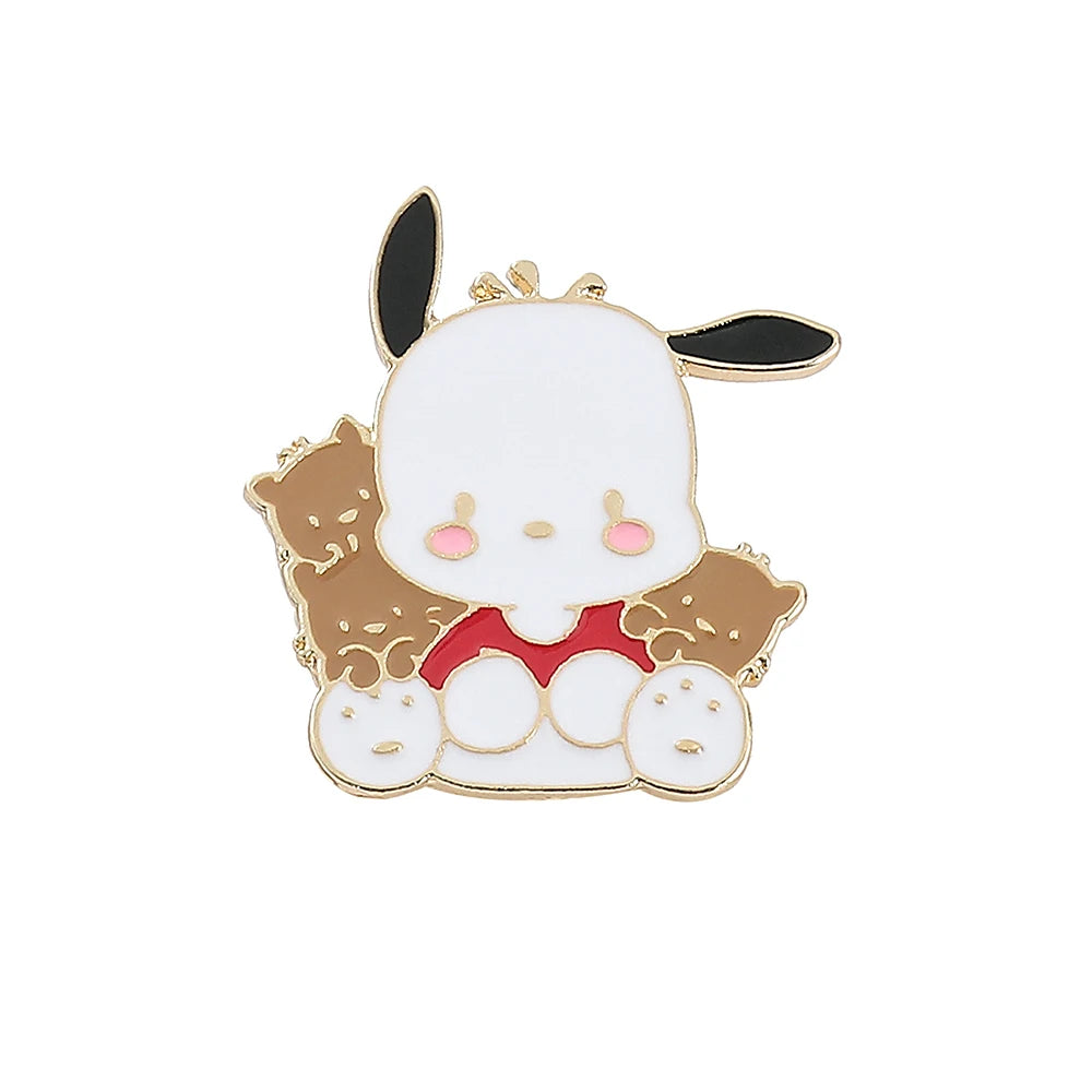 Anime Kitty Cat Enamel Brooch for Backpack Accessories Cute Kuromi Pochacco Metal Button Pins Jacket Badge Jewelry Accessories