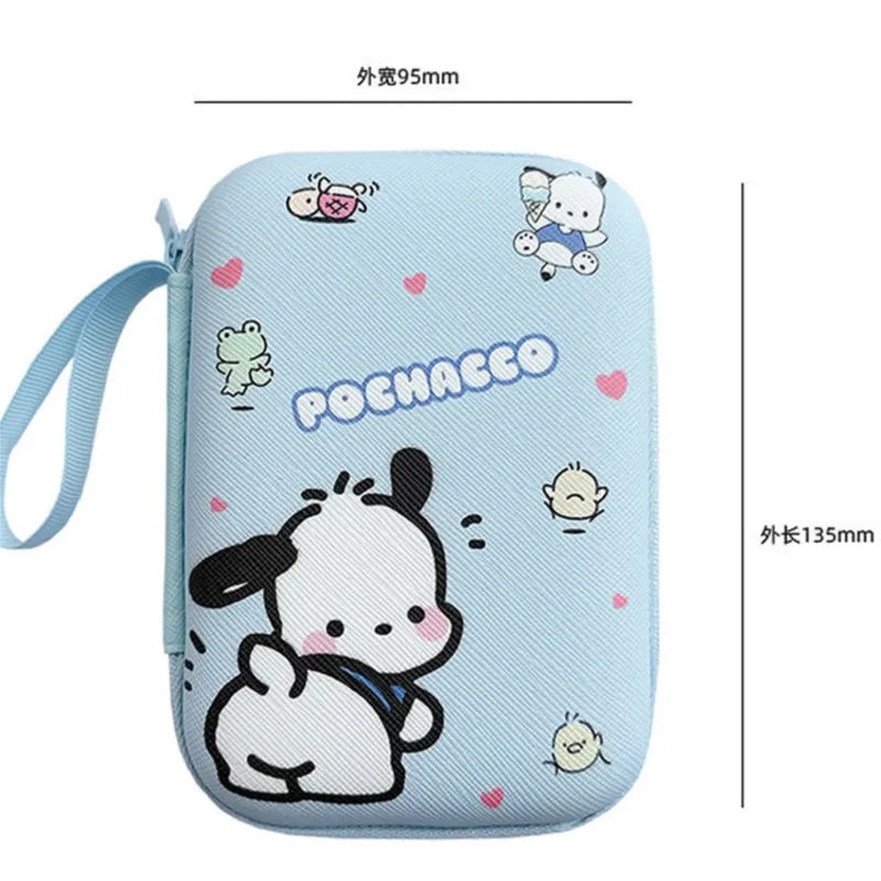 Cartoon Hello Kitty Data Cable Storage Bag Anime Kuromi Portable Charger Earphone Coin Sorting Case Organizer Carry Box