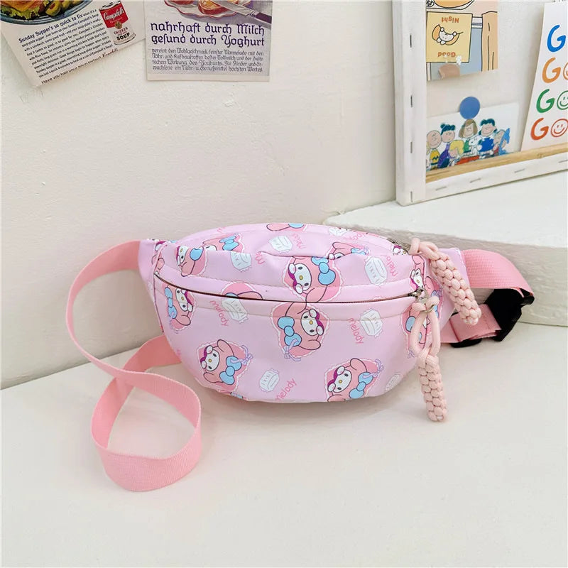 Kawaii Chest Bag Cinnamoroll Kuromi Phone Package Shoulder Bag Waist Storage Pouch My Melody Hello Kitty Coin Purse Gift