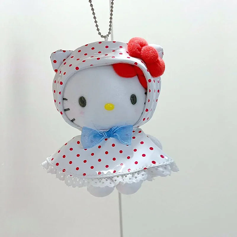 Cartoon Helo Kitty Doll Keychain Wear Raincoat Kitty Detachable Pendant Doll School Bag Pendant Toy Gifts