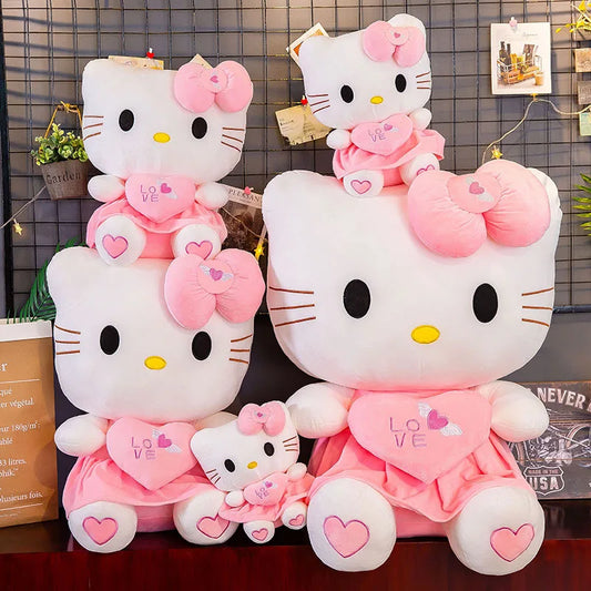 24-55cm Hello Kitty Cat Plush Toys Cartoon KT Cat Plushie Doll Soft Stuffed Anime Pillow Birthday Gifts For Kids Girls