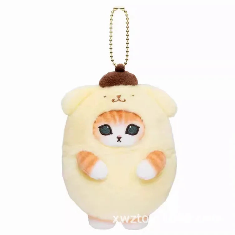 Kawaii Plush Keychain Pendant Cartoon Mofus and Shark Cat Cross-Dressing Hello Kitty Kuromi doll stuff Backpack Decor Toys