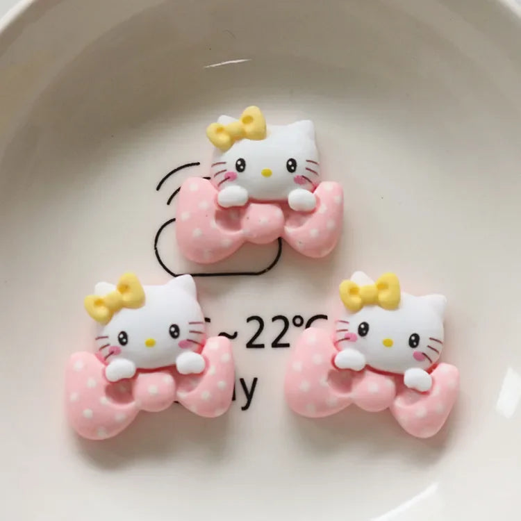 5pcs miniso series sanrio hello kitty cartoon resin flatback cabochons diy crafts materials jewelry making charms