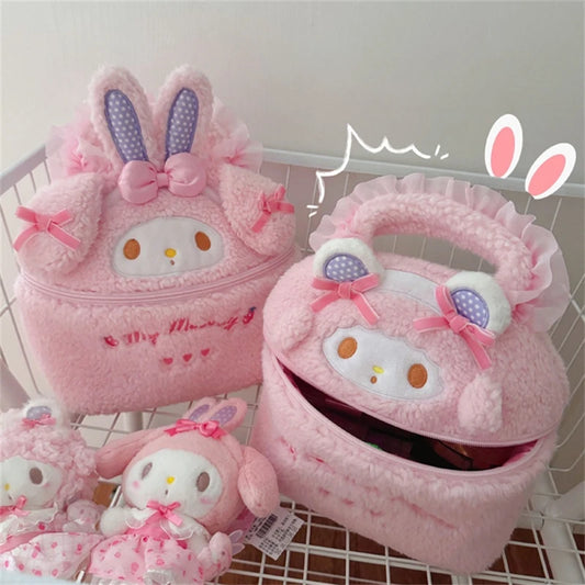 My Melody Cosmetic Case Lovely Cute Anime My Sweet Piano Handbag Storage Bag Japanese Style Kawaii Plush Bag Gifts Girl