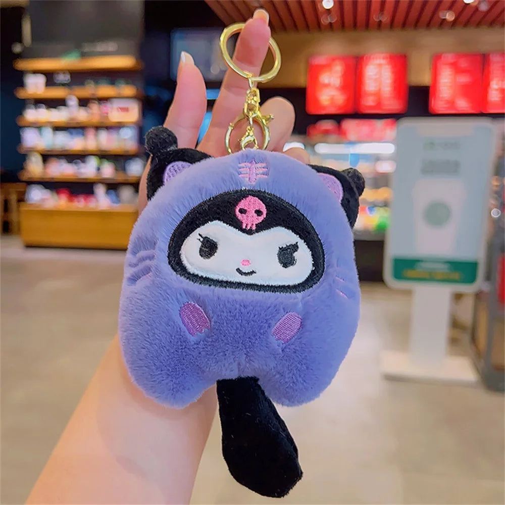 Hello Kitty Plush Keychain Dolls Kawaii Kuromi Cinnamoroll Cartoon Plush Backpack Pendant Accessories Girls Gifts Toys