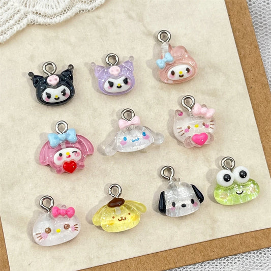 30/10pcs Mini Cartoon Nail Charms y2k Kawaii 3D Hello Kitty/Kuromi/Melody DIY Charms For Jewelry Pendants Making Crafts