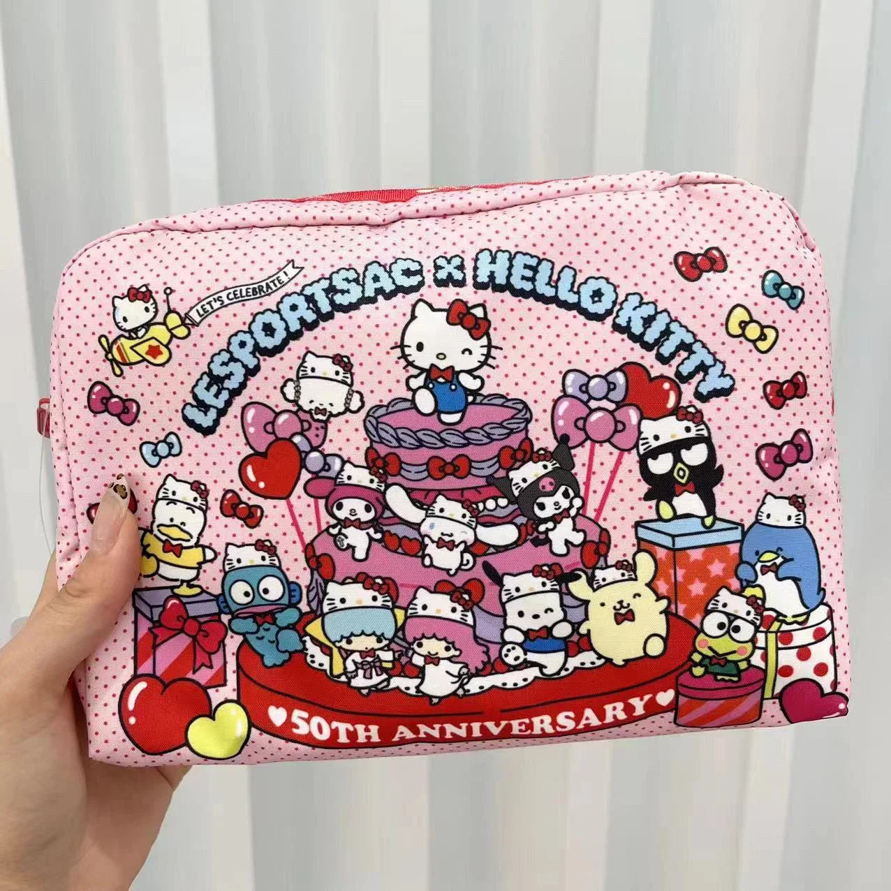 Popular Cute Anime Cartoon Hello Kitty Series Large Capacity Handheld Makeup Bags Stationery Bag Wallet Romantic Birthday Gifts