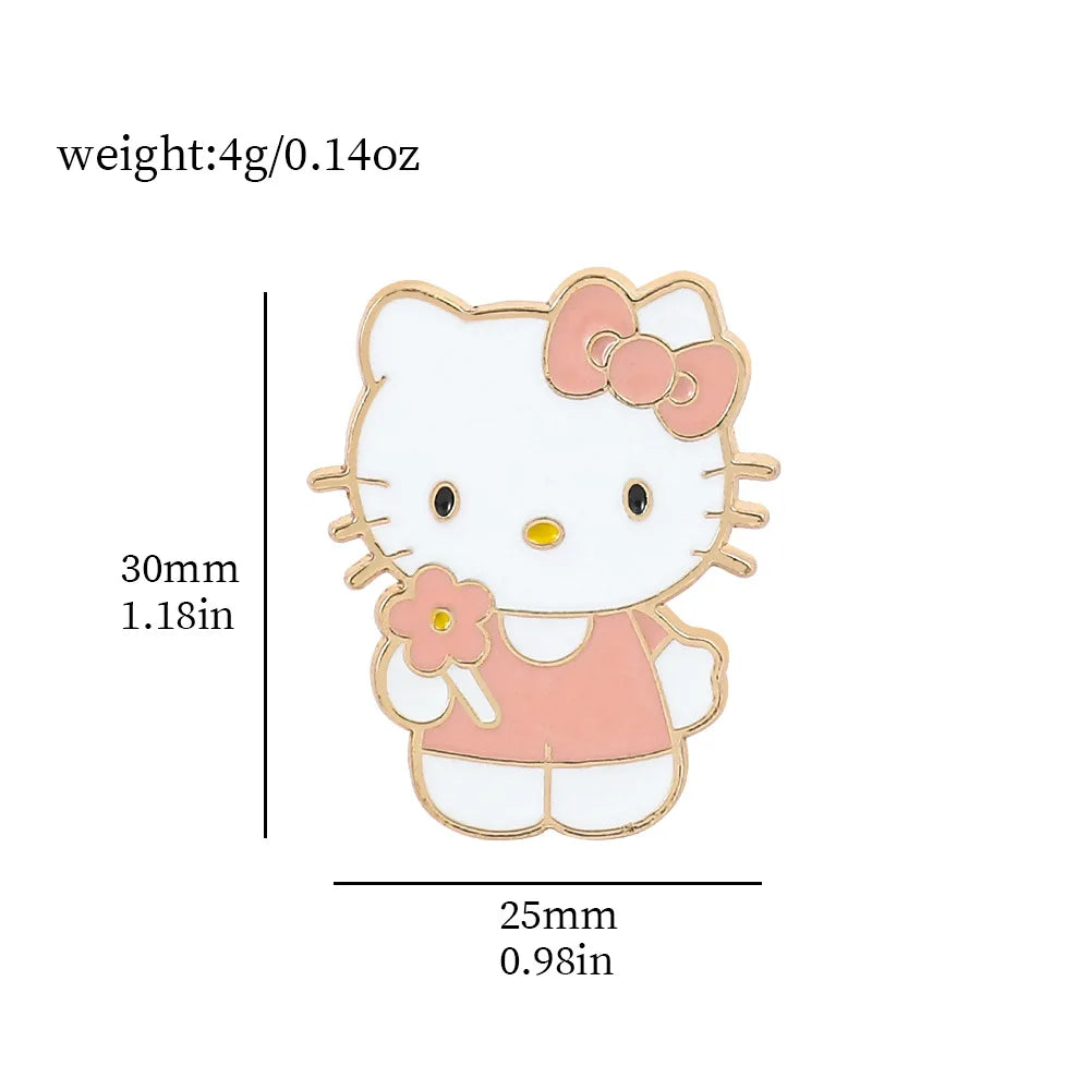 Hello Kitty Cute Kit Cat Lapel Pins for Backpacks Brooches for Women Enamel Pin Gift Fashion Jewelry Accessories