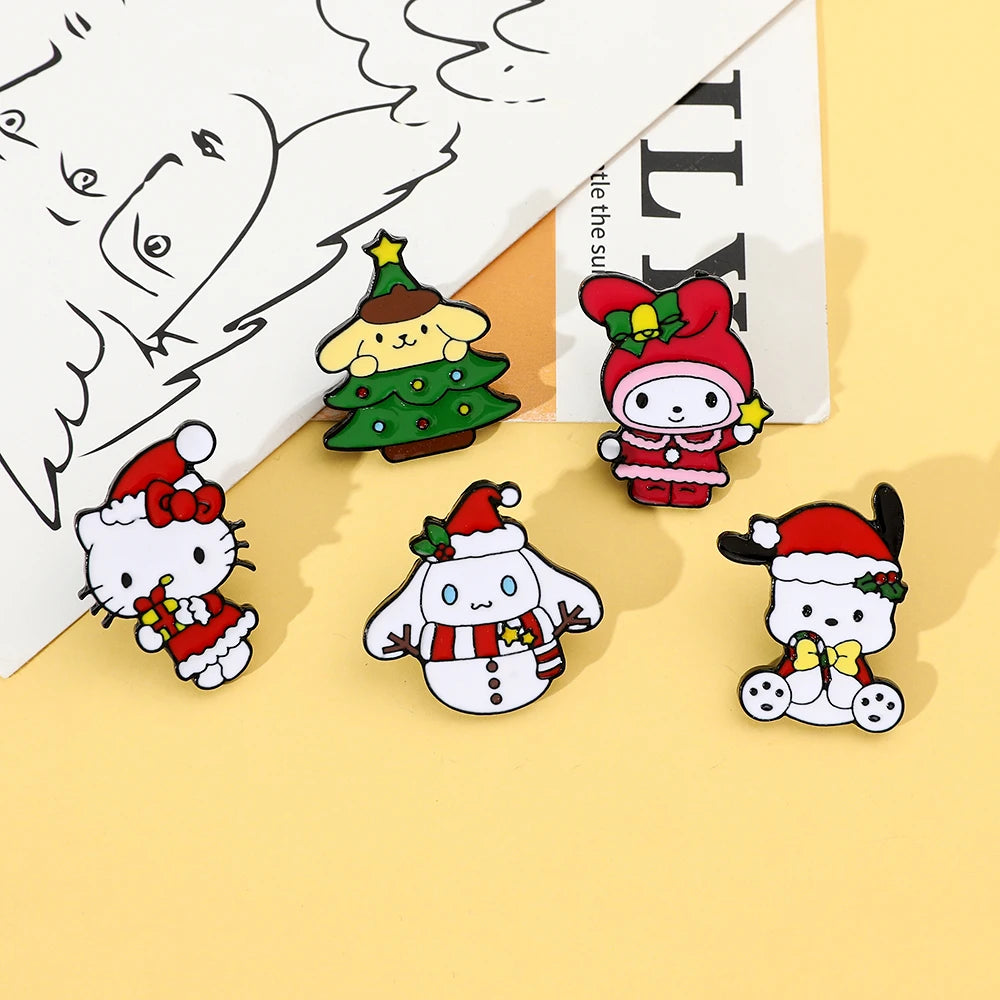 5 Pcs Cartoon My Melody Brooch Fashion Pochacco Hello Kitty Enamel Pin Clothing Hat jewelry Metal Badge Accessories Gift