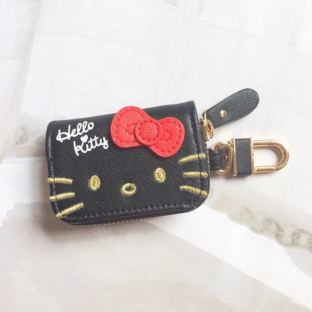 Cute Hello Kitty Cartoon Multifunctional Leather Coin Purse 3D Key Case Pu Zipper Cartoon Car Key Case Cute Key Holder Gift