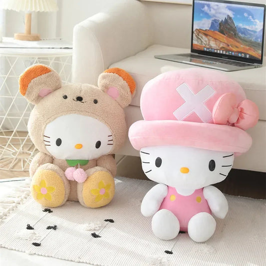 40/45cm Helllo Kitty Plush Toys Cosplay Chopper Kawaii Cartoon Cat Pillow Soft Dolls Stuffed Plushes Gift for Children