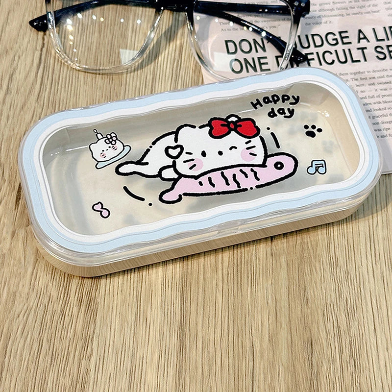 New Cartoon Anime Hello Kitty Kuromi Melody Glasses Case Kawaii Fashion Simple Portable Anti-fall Sunglasses Storage Box