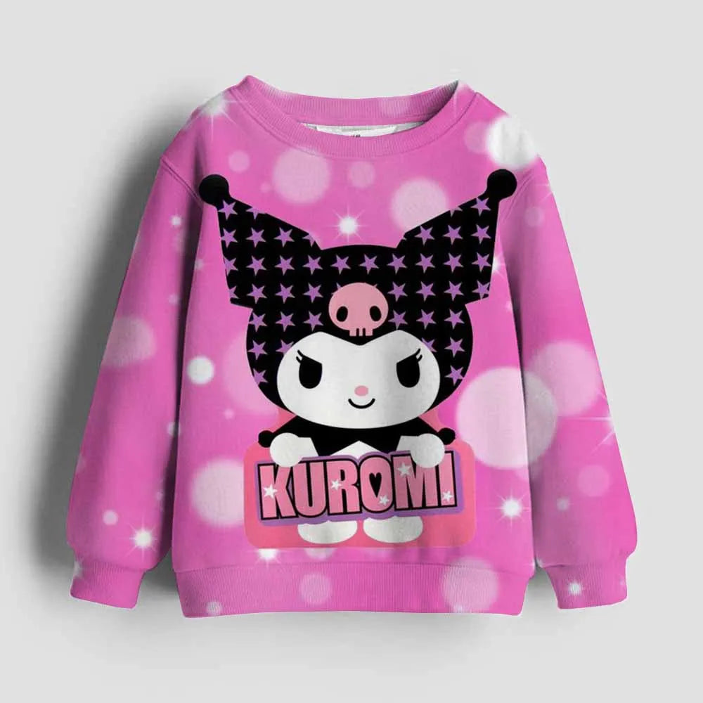 Kawaii Hello Kitty Hoodie Kids Clothes Girls Clothing Fashion Baby Clothes Autumn Kuromi Sweatshirt Children Tops