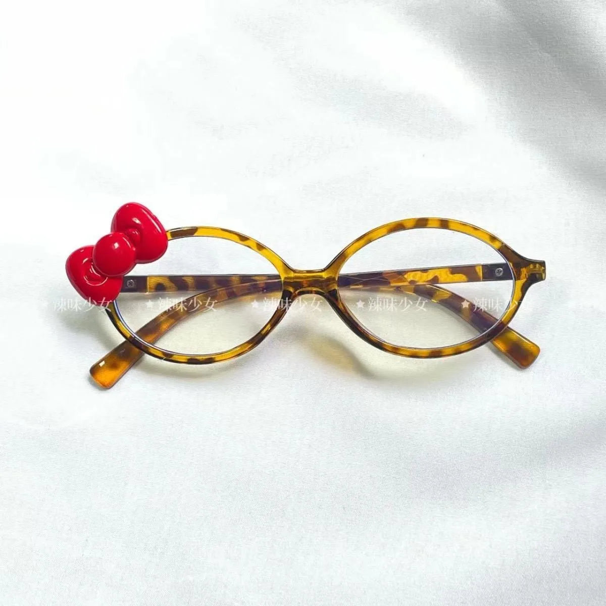 Hello Kitty Toys Leopard Print Eyeglasses Kawaii Frames Accessories Cute Beauty Cartoon Anime Vintage Girls Birthday Gift