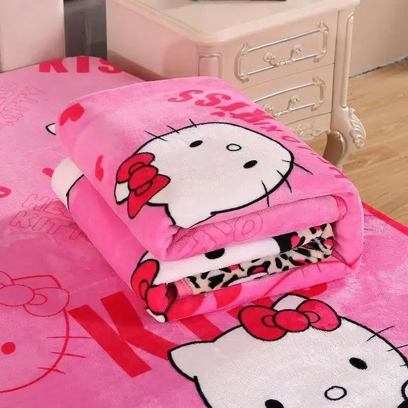 hello kitty comforter Girl Spring Autumn Winter Flannelette Blanket Cartoon Cute Bed Sheet Quilt Student Dormitory duvet