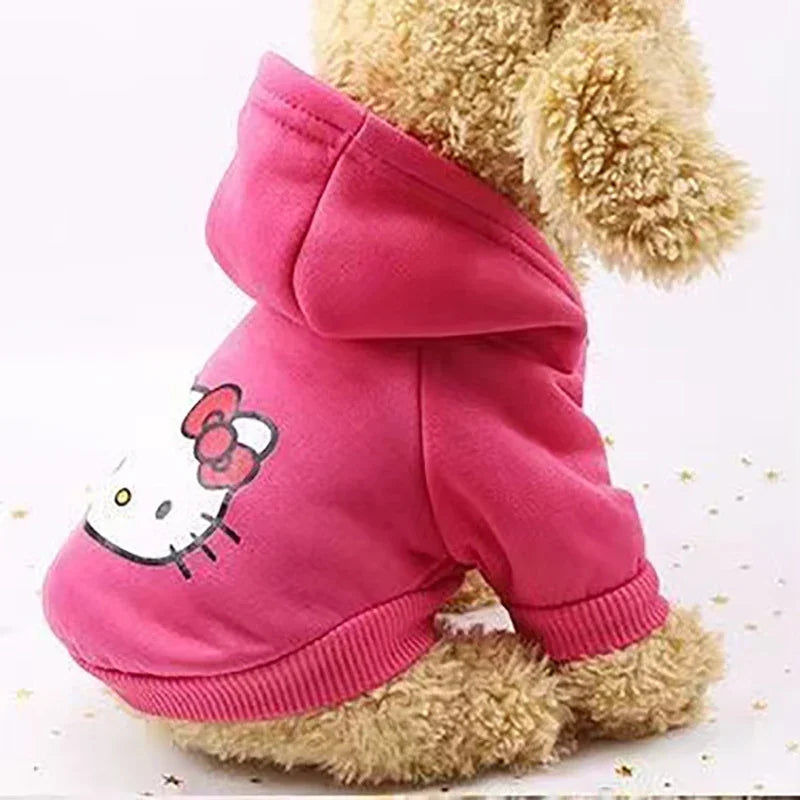 Hello Kitty Dog Clothes Coat Cartoon Anime Pet Jacket Hoodie Cute Sweatshirt Hooded Autumn Winter Soft Warm Clothing Gift