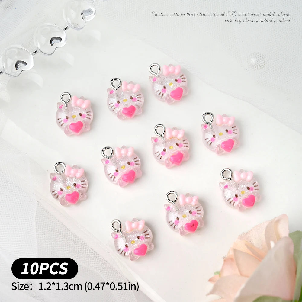 10/35/50Pcs Kawaii Nail Charms Funny Cute Hellokitty/Kuromi/Melody Charms Pendant for DIY Earring Keychain Jewelry Making