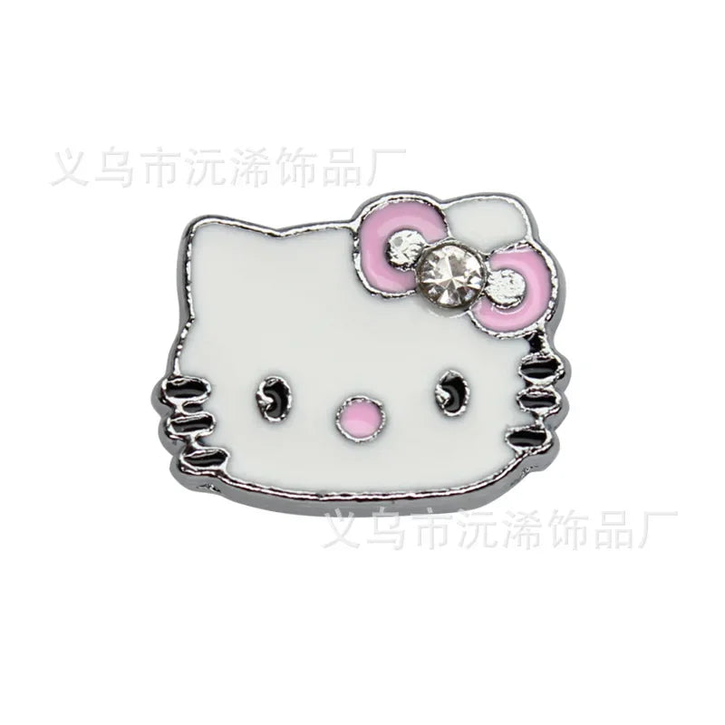 5cps 8mm Enamel Hello Kitty Charms Accessories DIY Wrist Strap Bracelet Collar Handmade Beads for Jewelry Making Kids Gifts